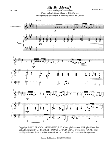 All By Myself (arr. James M. Guthrie, ASCAP)