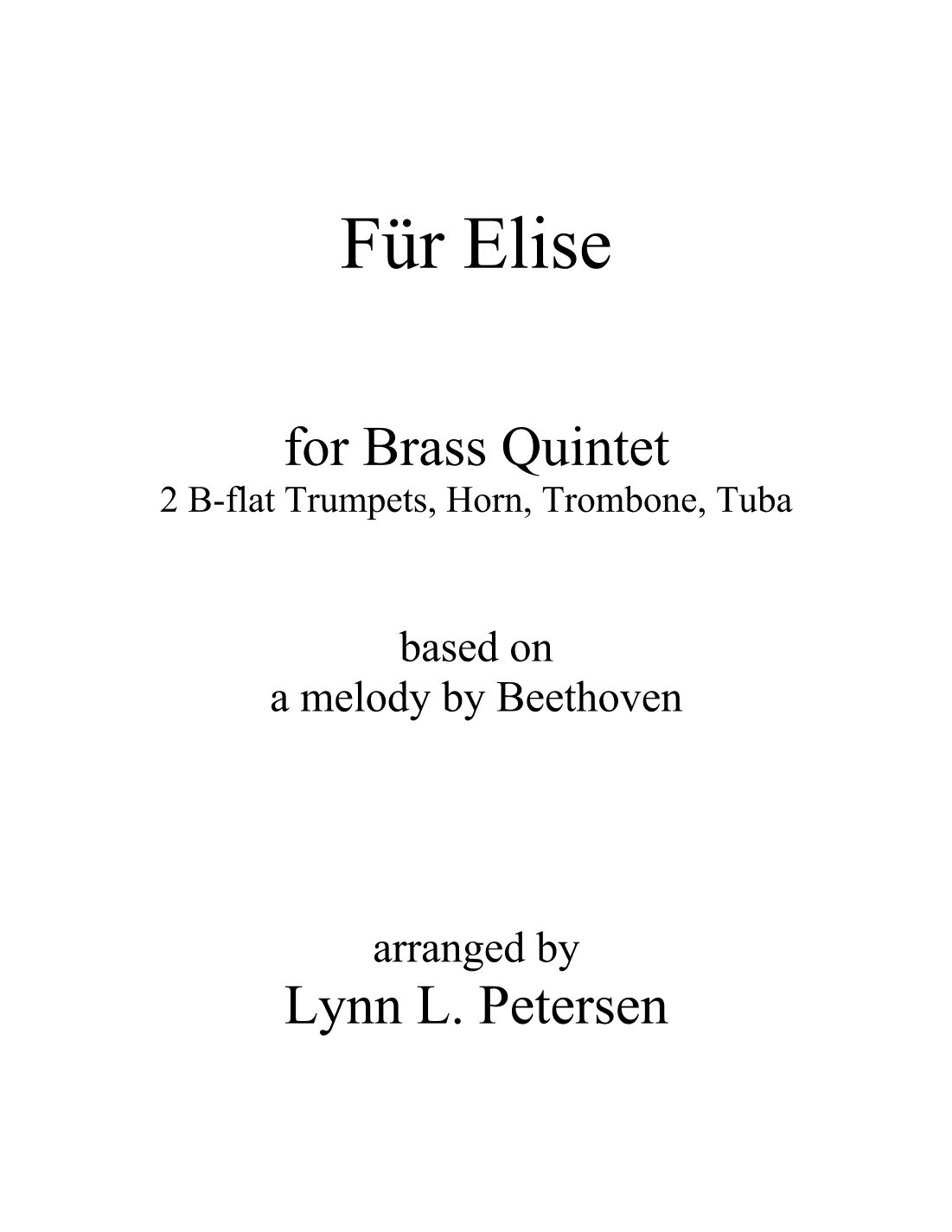 Für Elise for brass quintet (arr. Lynn L. Petersen)