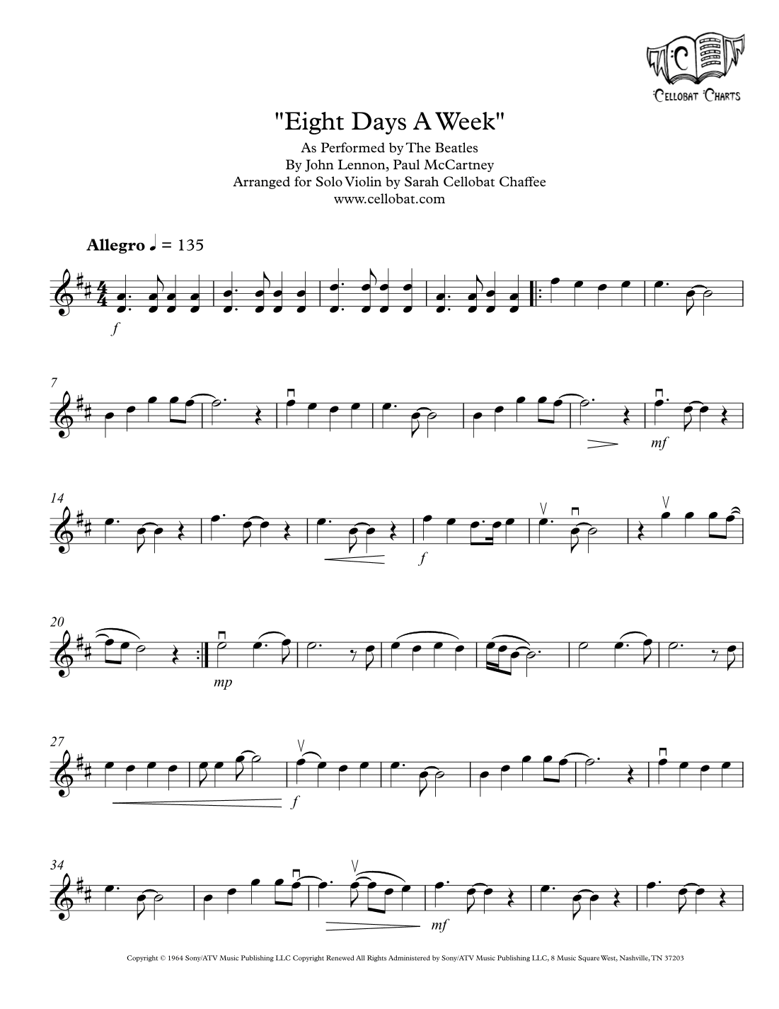 Eight Days A Week (arr. Sarah Cellobat Chaffee)