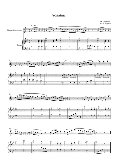 Sonatina (In C Major), Muzio Clementi, For Tenor Saxophone & Piano (arr. Eugene Egorov)