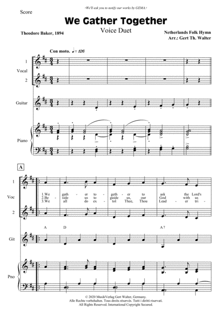 We Gather Together (arr. Gert Th. Walter)
