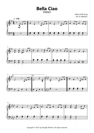 Bella Ciao (arr. Douglas Wattson)