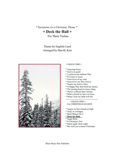 Deck the Hall (For Violin Trio, 2Vns and Va) (arr. Han-Ki Kim)