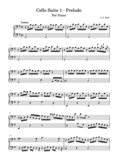 Bach - Cello Suite | Easy arrangement for piano (arr. Tales Machado)
