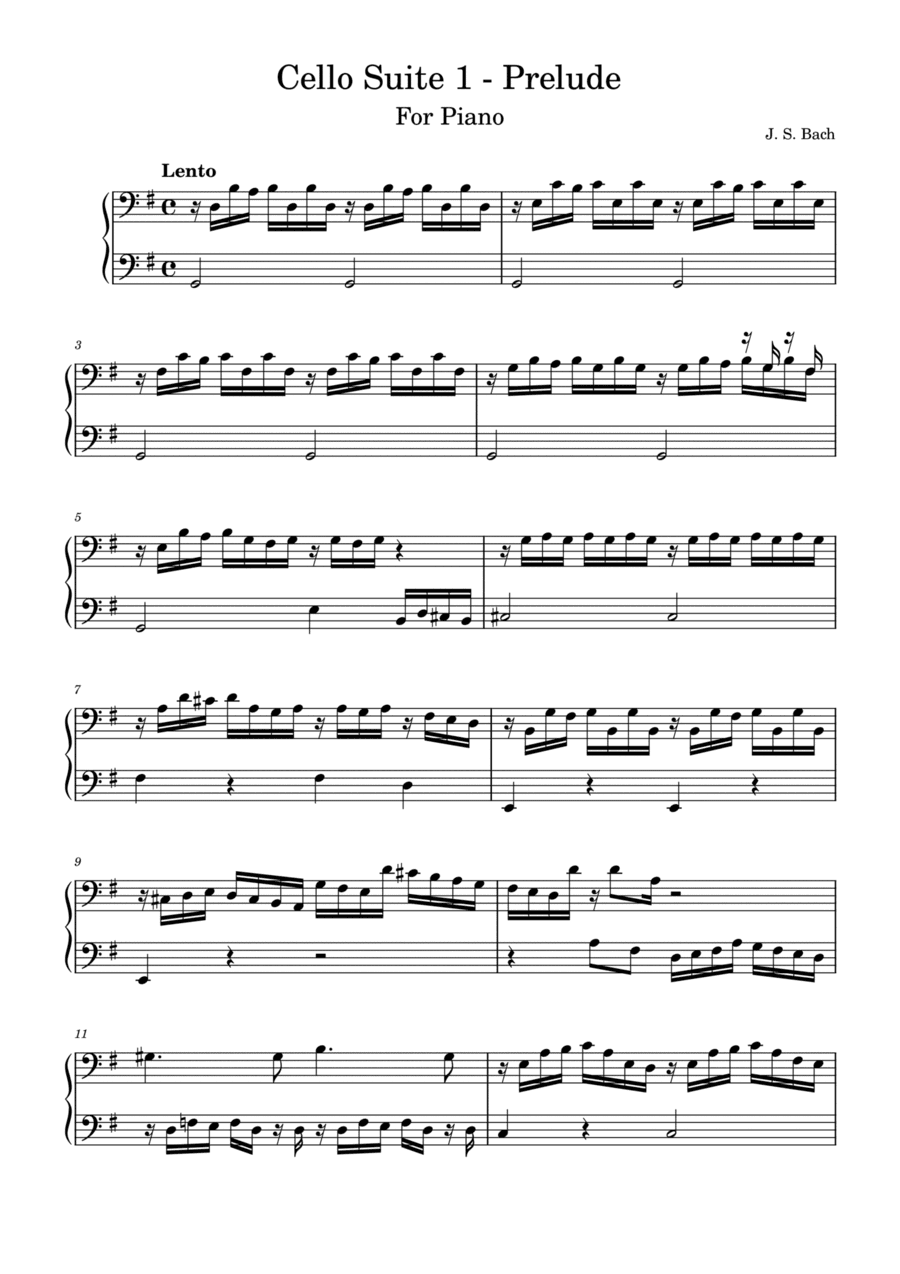 Bach - Cello Suite | Easy arrangement for piano (arr. Tales Machado)