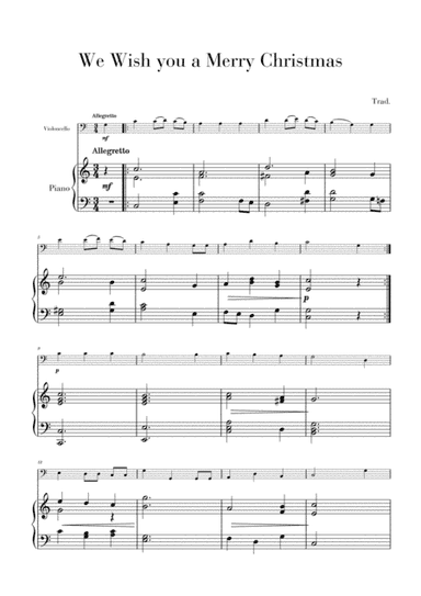 We Wish you a Merry Christmas for Cello and Piano (arr. Cadenza Editions)