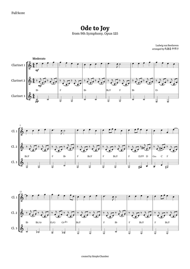 Ode to Joy for Clarinet Trio by Beethoven Opus 125 (arr. れある やすけ)