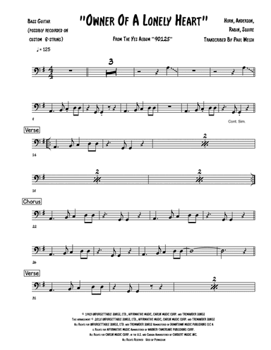 Owner Of A Lonely Heart (arr. Accubass)