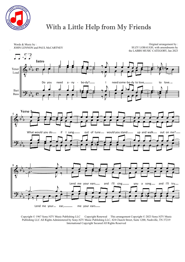 With A Little Help From My Friends (arr. Suzy Lobaugh & the LABBS Music Category)