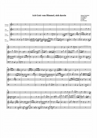Ach Gott vom Himmel, sieh darein (no.2) (arrangement for 4 recorders) (arr. Gil Garty)