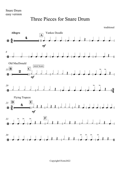 Three Pieces for Snare Drum (arr. Lojze Pirnat)