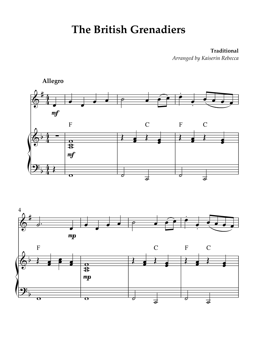The British Grenadiers (arr. Kaiserin Rebecca)