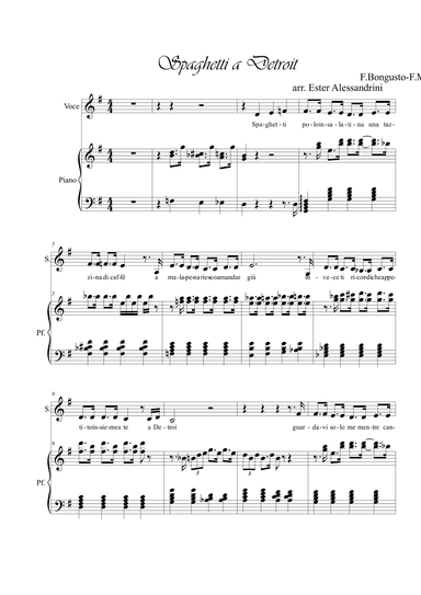 Spaghetti a Detroit.Voice and piano (arr. E.Alessandrini)