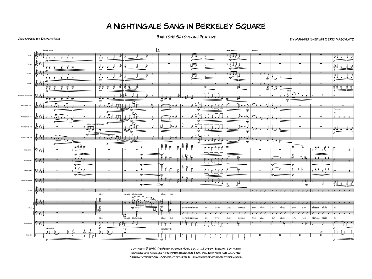 A Nightingale Sang In Berkeley Square (arr. Damon Sink)