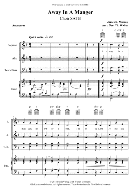 Away In A Manger (1st. version) (arr. Gert Th. Walter)