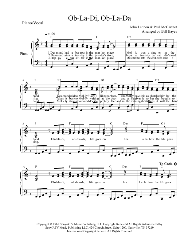 Ob-la-di, Ob-la-da (arr. Bill Hayes)