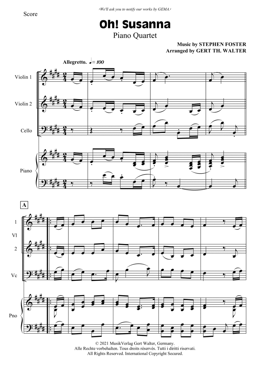 Oh! Susanna (arr. Gert Th. Walter)