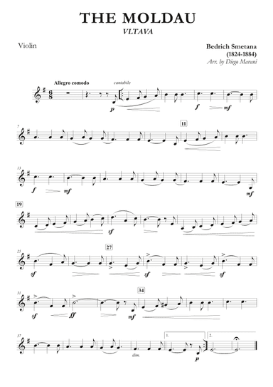The Moldau for Violin and Piano (arr. Diego Marani)