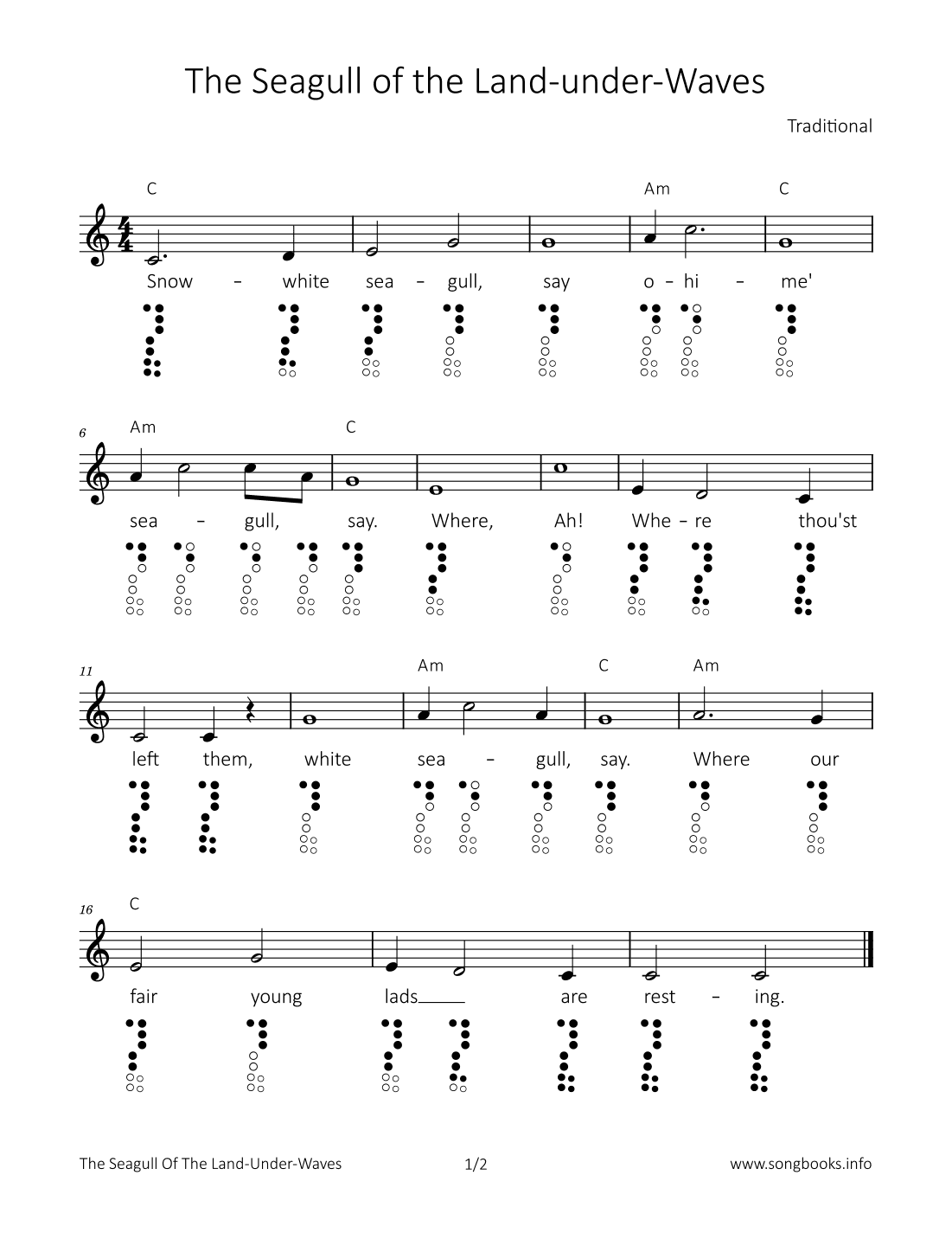 The Seagull of the Land-under-Waves (arr. songbooks.info)