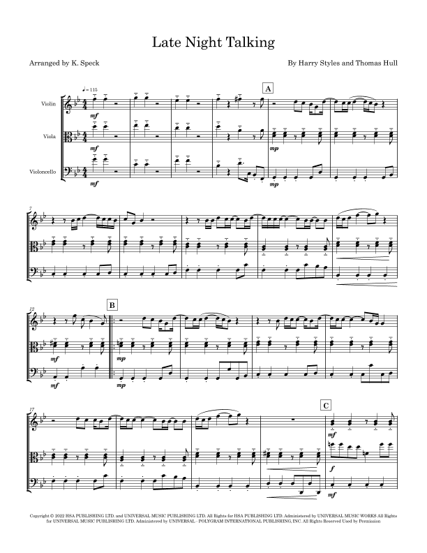 Late Night Talking (arr. K. Speck)