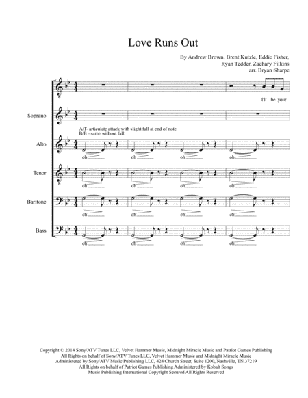 Love Runs Out (arr. Bryan Sharpe)