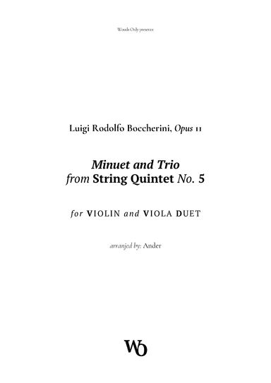 Minuet by Boccherini for Violin and Viola (arr. Ander)