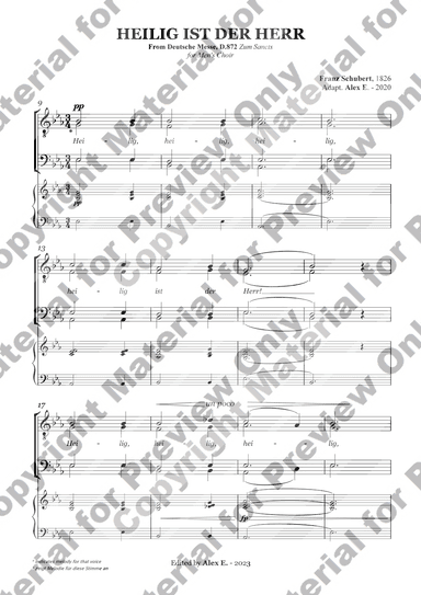 Heilig ist der Herr - For Men's Choir (TTBB with accompaniment) (arr. Alex E,)