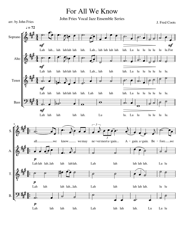For All We Know (arr. John Fries)