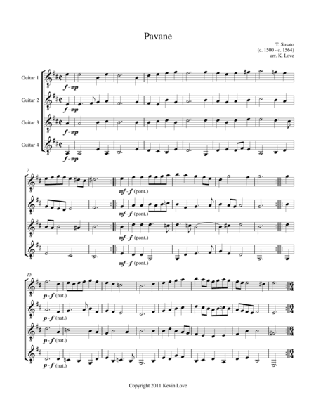 Pavane (Guitar Quartet) - Score and Parts (arr. Kevin Love)