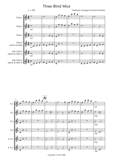 Three Blind Mice for Flute Quartet (arr. David Burndrett)