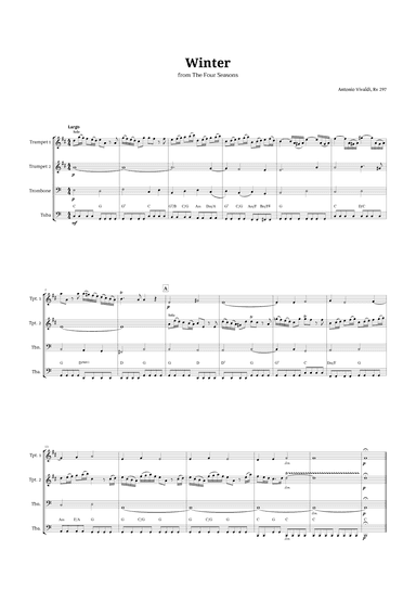 Largo from Winter by Vivaldi for Brass Quartet with Chords (arr. Langanho)