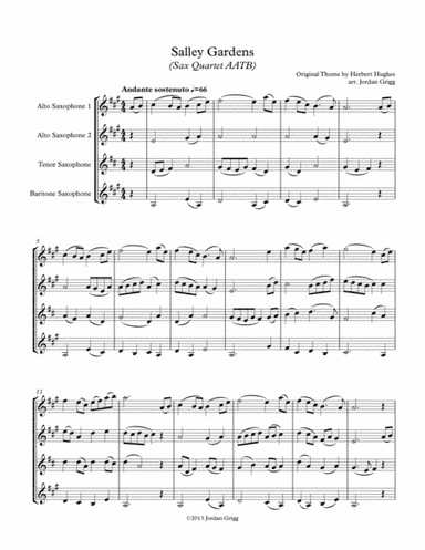 Salley Gardens (Sax Quartet AATB) (arr. Jordan Grigg)