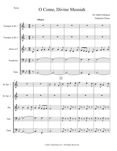 O Come, Divine Messiah (Christmas Carol) for Brass Quintet (arr. Nathaniel Hontz)