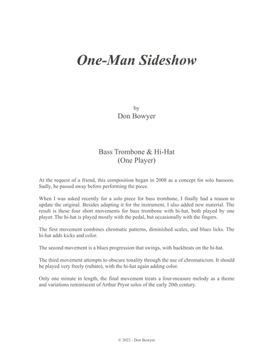 One-Man Sideshow (Bass Trombone & Hi-Hat)