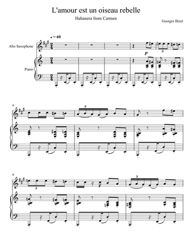 Georges Bizet- Habanera "L’amour est un oiseau rebelle" (Alto Saxophone Solo) (arr. André Laitano)
