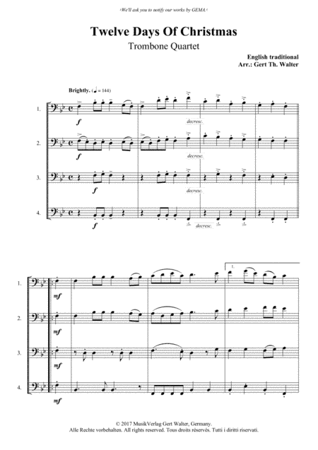 Twelve Days Of Christmas (arr. Gert Th. Walter)