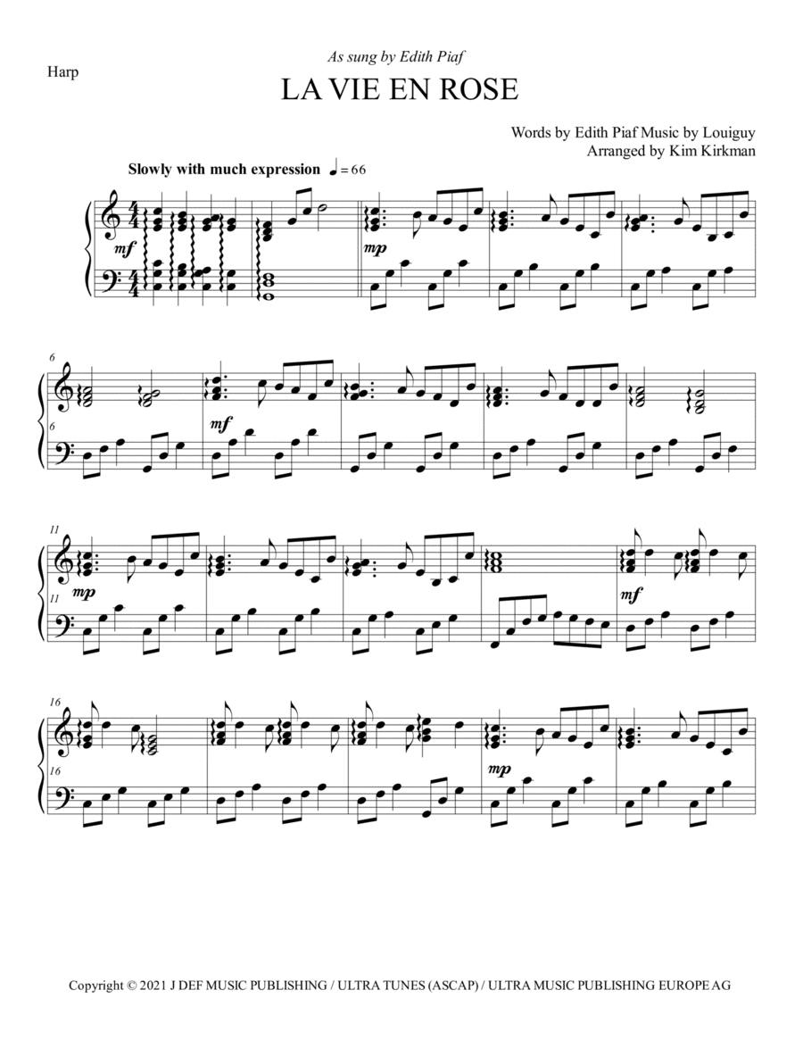 La Vie En Rose (arr. Kim Kirkman)