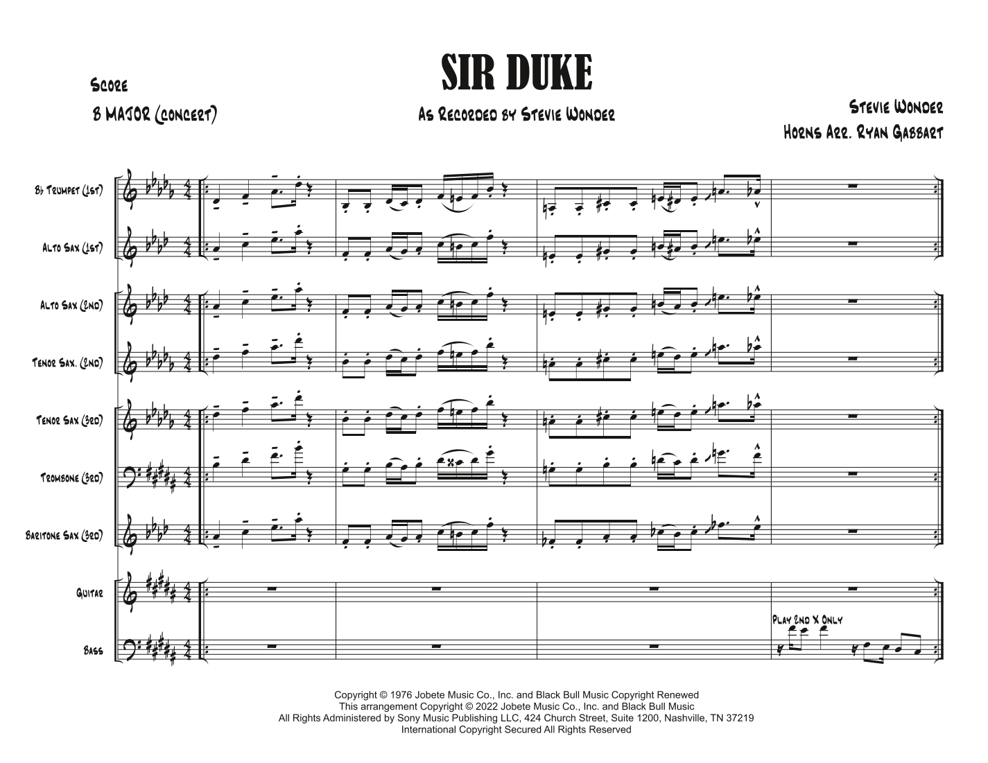 Sir Duke (arr. Ryan Gabbart)