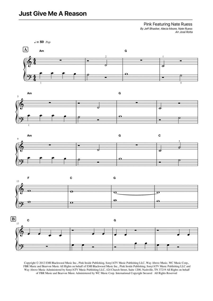 Just Give Me A Reason (arr. José Rotta)