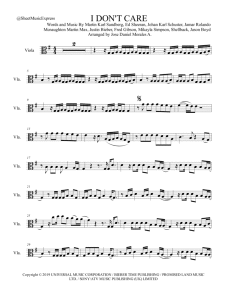 I Don't Care (arr. Jose Daniel Morales A.)