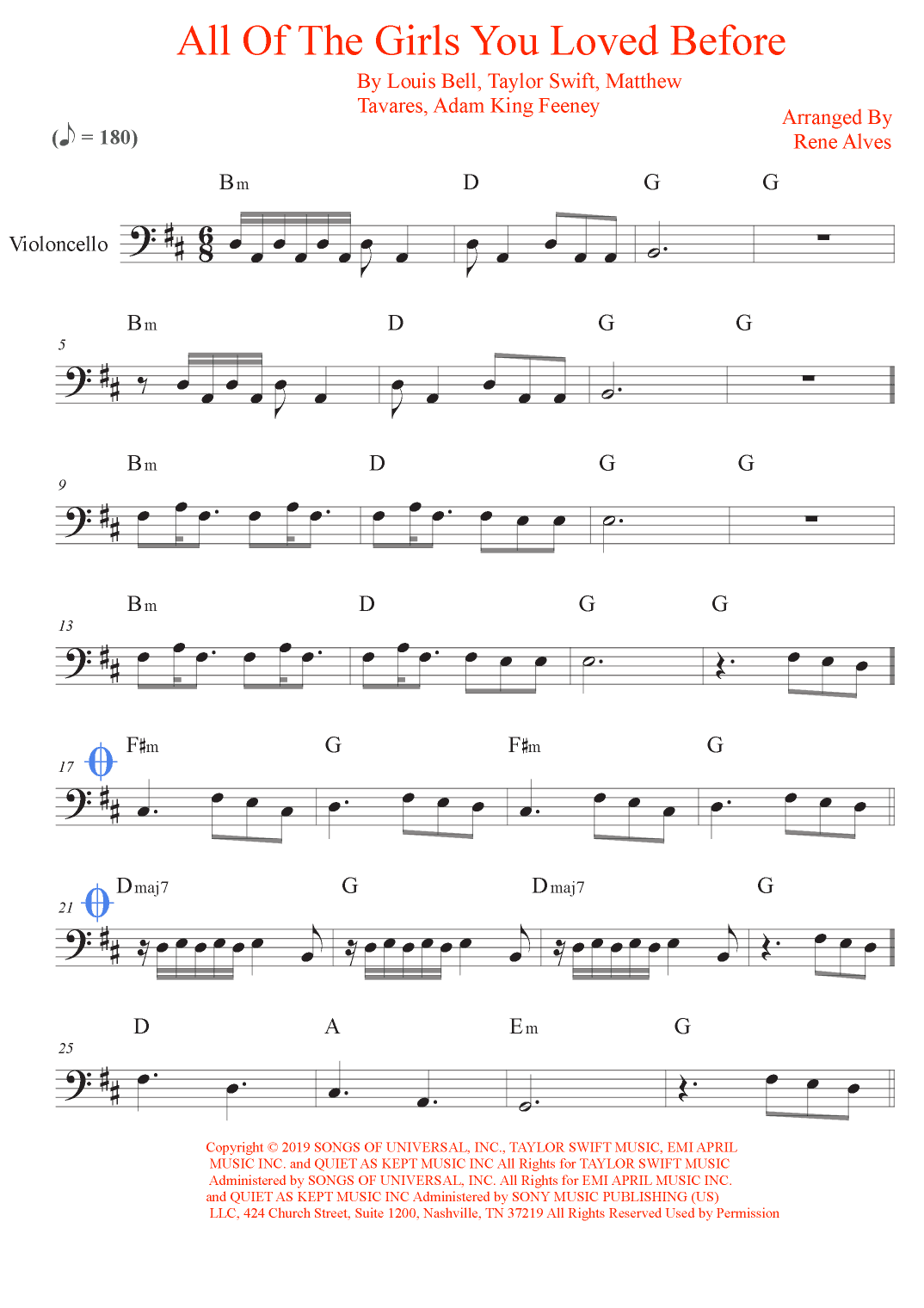 All Of The Girls You Loved Before (arr. Rene Alves)