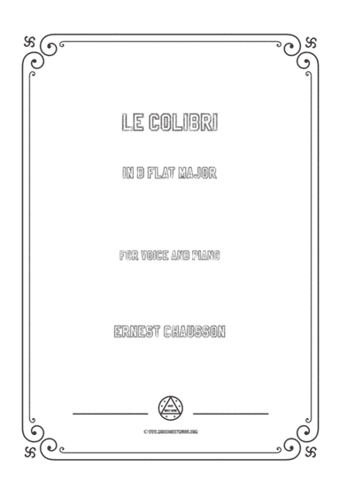 Chausson-Le colibri in D flat Major,for voice and piano (arr. MSM)
