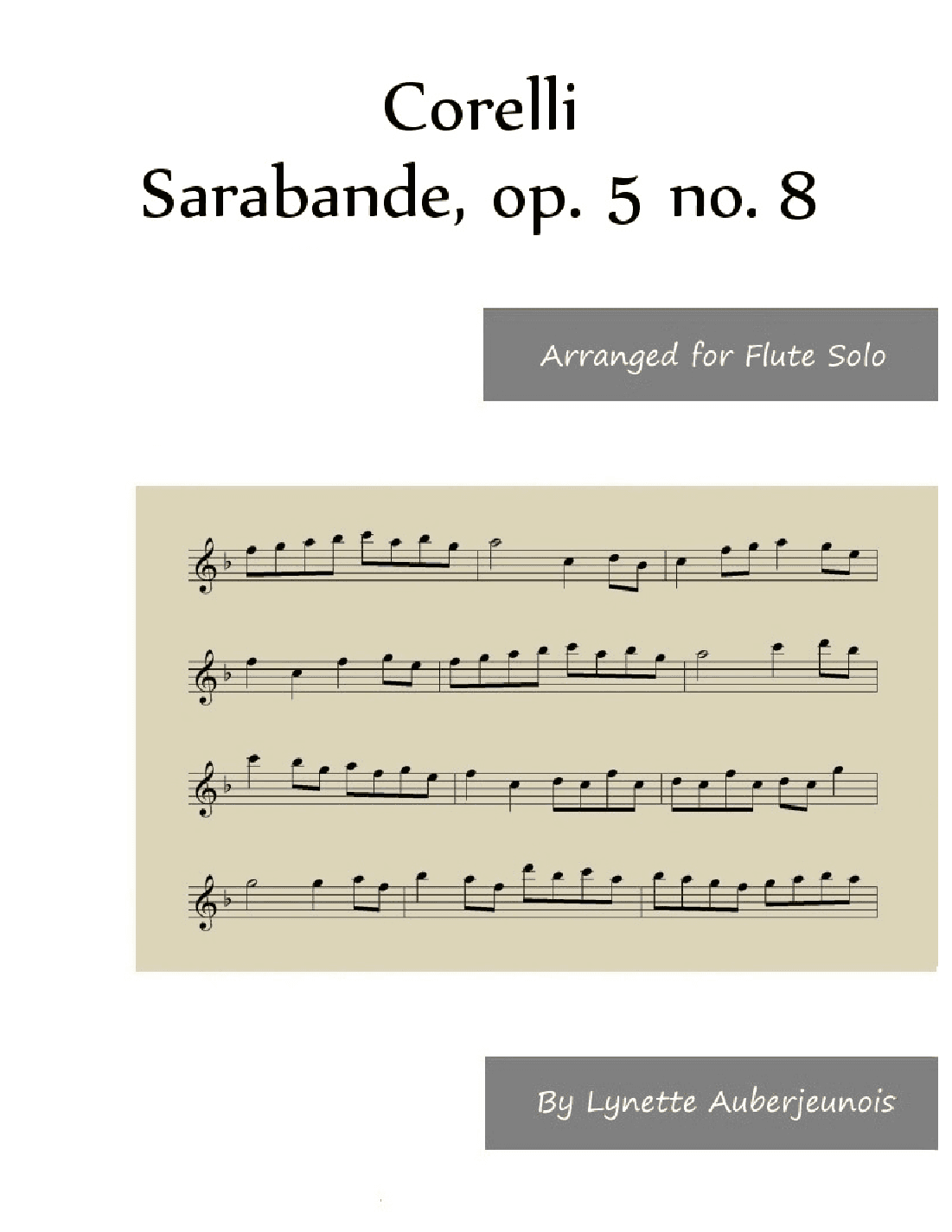 Sarabande, op. 5 no. 8 - Flute Solo (arr. Lynette Auberjeunois)