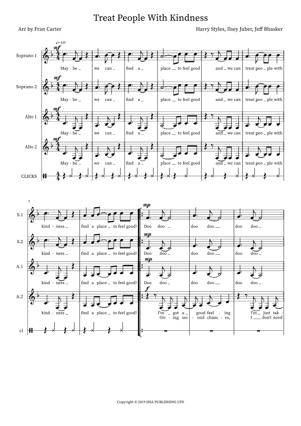 Treat People With Kindness (arr. Fran Carter)