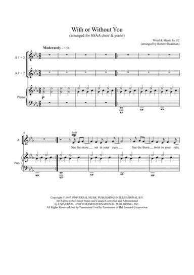 With Or Without You (arr. Robert Steadman)