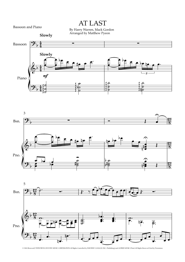 At Last (arr. Matthew pyeon)