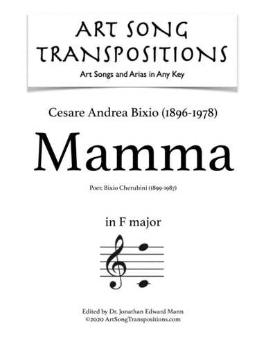 Mama (mamma) (arr. ArtSongTranspositions.com)