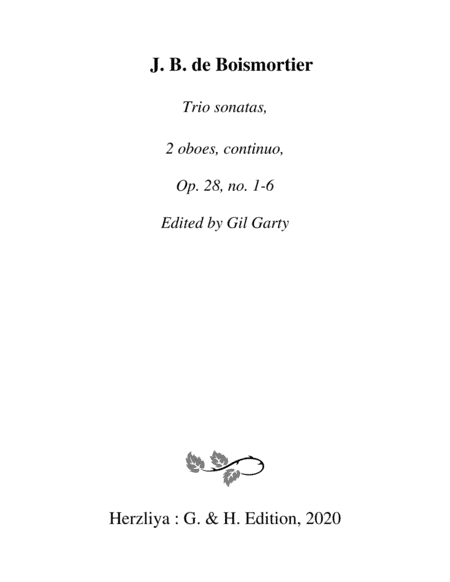 Trio sonatas, 2 oboes, continuo, Op.28, no.1-6 (arr. Gil Garty)