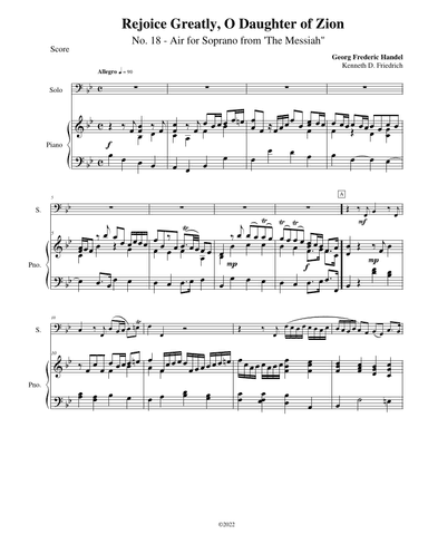 Rejoice Greatly, O Daughters of Zion (arr. Kenneth D Friedrich)