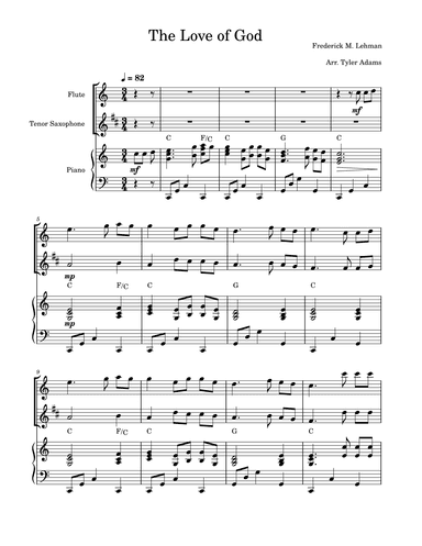 The Love Of God (Flute and Tenor Sax Duet with Piano) (arr. Tyler Adams)
